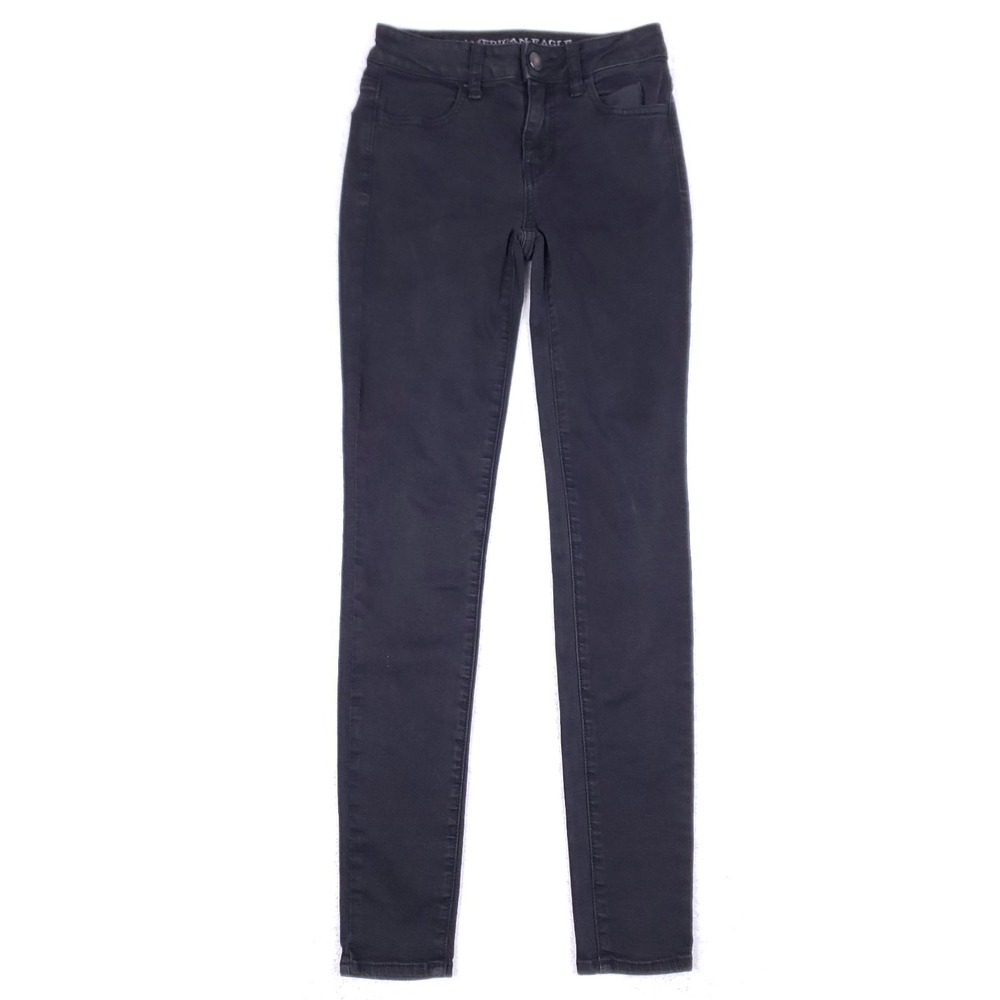 American‎ Eagle Hi-Rise Jegging Super Stretch Skinny Black Denim Women's 0